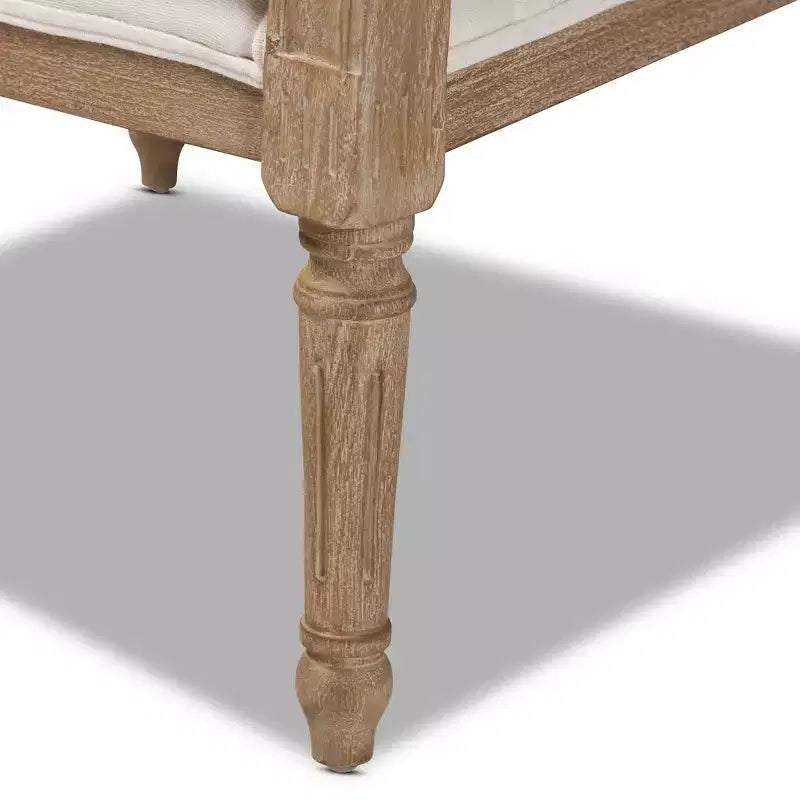 Fauteuil d'appoint en bois blanchi Clemence, couleur ivoire/chêne - Baxton Studio