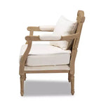 Fauteuil d'appoint en bois blanchi Clemence, couleur ivoire/chêne - Baxton Studio