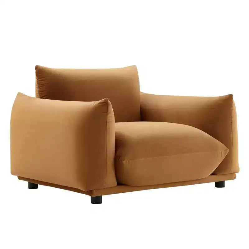 Fauteuil en Velours Copious Cognac - Modway : Grand Format, Salon Intérieur, Résistant aux Taches