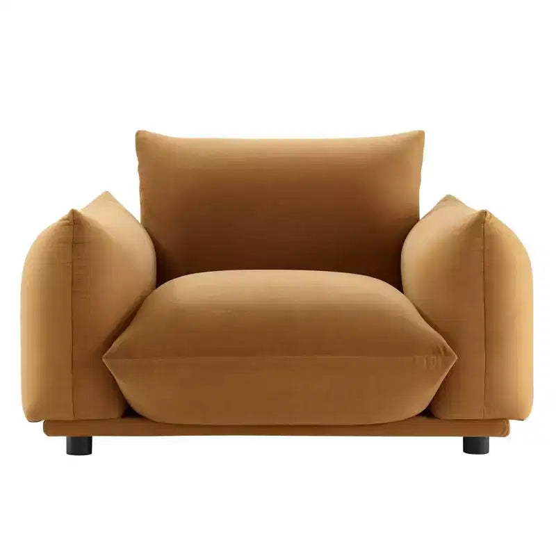 Fauteuil en Velours Copious Cognac - Modway : Grand Format, Salon Intérieur, Résistant aux Taches