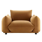 Fauteuil en Velours Copious Cognac - Modway : Grand Format, Salon Intérieur, Résistant aux Taches
