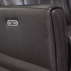 Fauteuil inclinable électrique Coachella marron : Accent contemporain avec port USB, mousse haute densité, finition brillante, rembourré