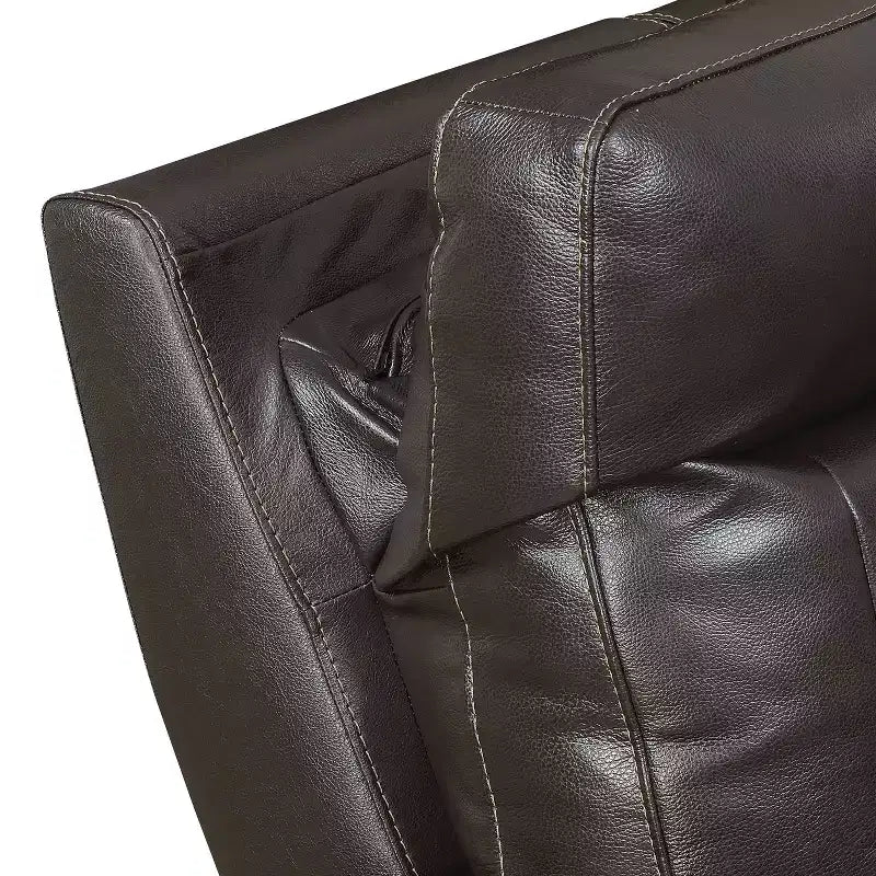 Fauteuil inclinable électrique Coachella marron : Accent contemporain avec port USB, mousse haute densité, finition brillante, rembourré