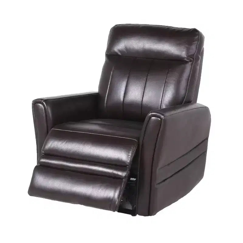 Fauteuil inclinable électrique Coachella marron : Accent contemporain avec port USB, mousse haute densité, finition brillante, rembourré