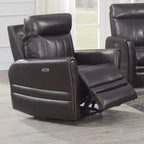 Fauteuil inclinable électrique Coachella marron : Accent contemporain avec port USB, mousse haute densité, finition brillante, rembourré
