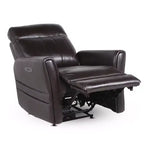 Fauteuil inclinable électrique Coachella marron : Accent contemporain avec port USB, mousse haute densité, finition brillante, rembourré