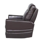 Fauteuil inclinable électrique Coachella marron : Accent contemporain avec port USB, mousse haute densité, finition brillante, rembourré