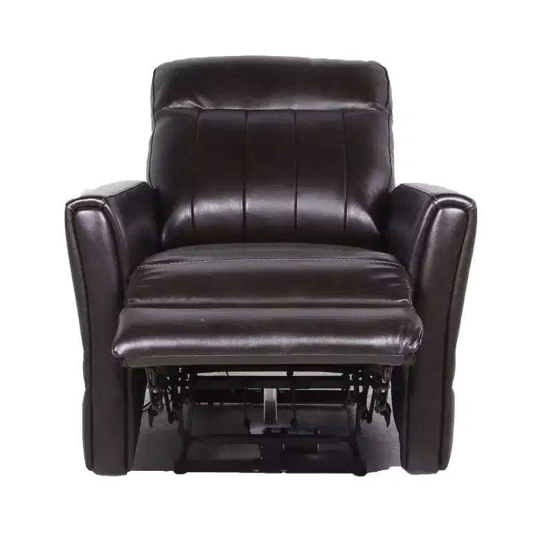 Fauteuil inclinable électrique Coachella marron : Accent contemporain avec port USB, mousse haute densité, finition brillante, rembourré