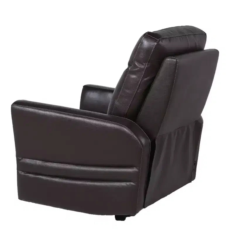 Fauteuil inclinable électrique Coachella marron : Accent contemporain avec port USB, mousse haute densité, finition brillante, rembourré