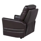 Fauteuil inclinable électrique Coachella marron : Accent contemporain avec port USB, mousse haute densité, finition brillante, rembourré