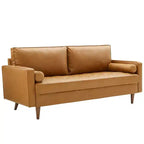 Canapé Modway Valour en Faux Cuir Rembourré Marron - Modway : Milieu du siècle moderne, 4 places, Cadre en bois