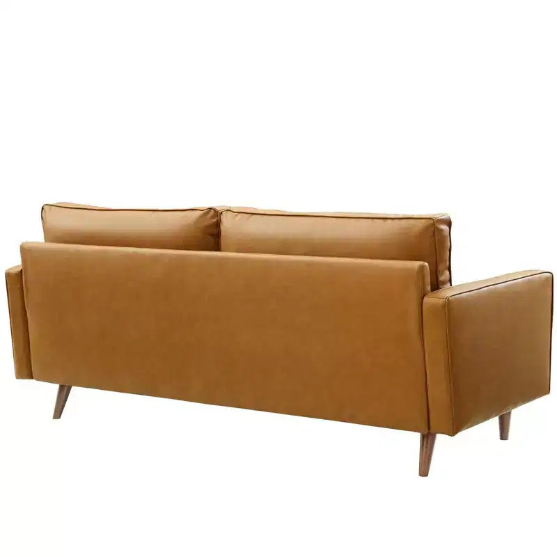 Canapé Modway Valour en Faux Cuir Rembourré Marron - Modway : Milieu du siècle moderne, 4 places, Cadre en bois