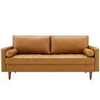 Canapé Modway Valour en Faux Cuir Rembourré Marron - Modway : Milieu du siècle moderne, 4 places, Cadre en bois