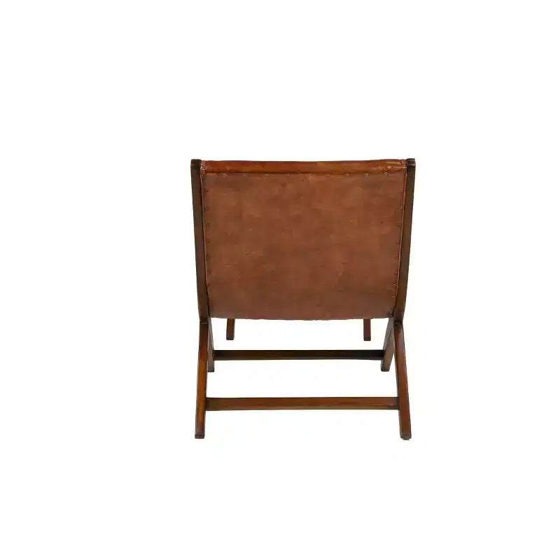 Lot de 2 fauteuils d'appoint traditionnels en teck avec pouf marron - Olivia & May
