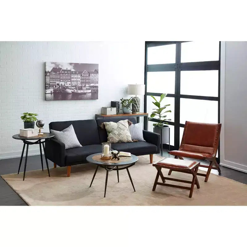 Lot de 2 fauteuils d'appoint traditionnels en teck avec pouf marron - Olivia & May
