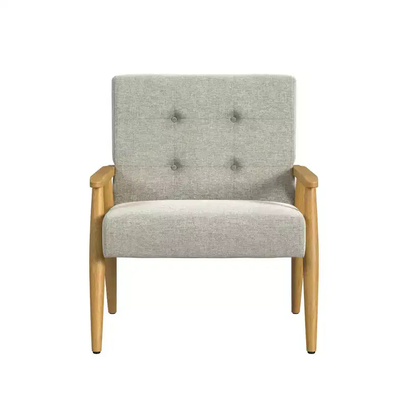 Fauteuil d'appoint en bois gris clair - HomePop : Polyester rembourré, Construction en contreplaqué, Capacité 113 kg