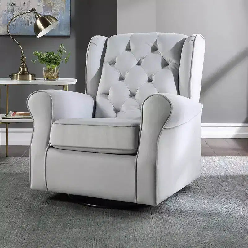 Chaises d'appoint Zeger 35" Tissu gris - Acme Furniture : Pivotantes, coton, structure bois et métal