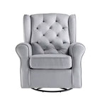 Chaises d'appoint Zeger 35" Tissu gris - Acme Furniture : Pivotantes, coton, structure bois et métal