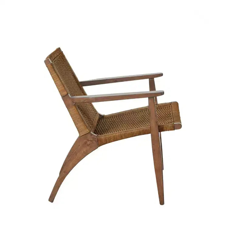 Fauteuil d'appoint Daire naturel : dossier en rotin, cadre en acajou, assise en microfibre - Madison Park