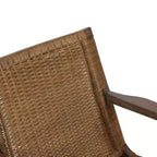 Fauteuil d'appoint Daire naturel : dossier en rotin, cadre en acajou, assise en microfibre - Madison Park