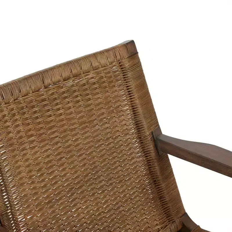 Fauteuil d'appoint Daire naturel : dossier en rotin, cadre en acajou, assise en microfibre - Madison Park
