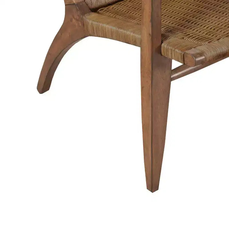 Fauteuil d'appoint Daire naturel : dossier en rotin, cadre en acajou, assise en microfibre - Madison Park