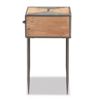 Table de chevet Laurel en métal et bois à 1 tiroir Gris/Marron - Baxton Studio : Table de chevet contemporaine avec rangement