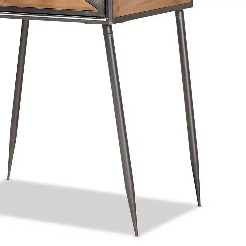 Table de chevet Laurel en métal et bois à 1 tiroir Gris/Marron - Baxton Studio : Table de chevet contemporaine avec rangement