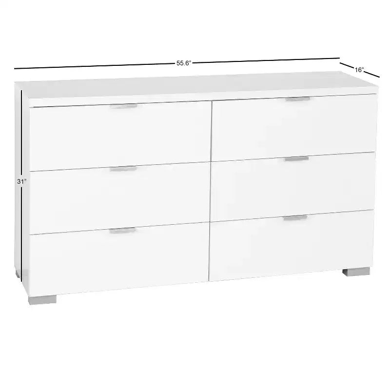 Buylateral Commode à six tiroirs Zuri Blanche