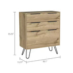 Commode Elfriede Chêne Clair - Boahaus : Pieds Métal, Stratifié Bois, Design Compact, Hauteur 91 cm