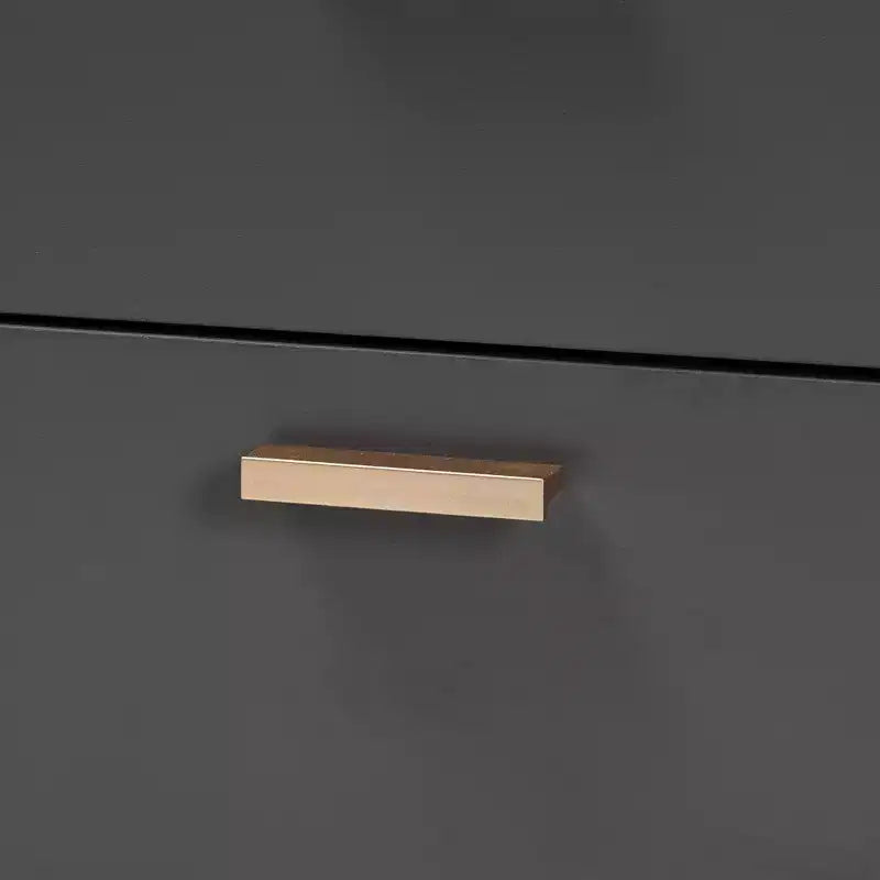 Table de chevet à 2 tiroirs Kelson Wood Gris Foncé/Or - Baxton Studio : Meuble de chevet moderne, pieds dorés