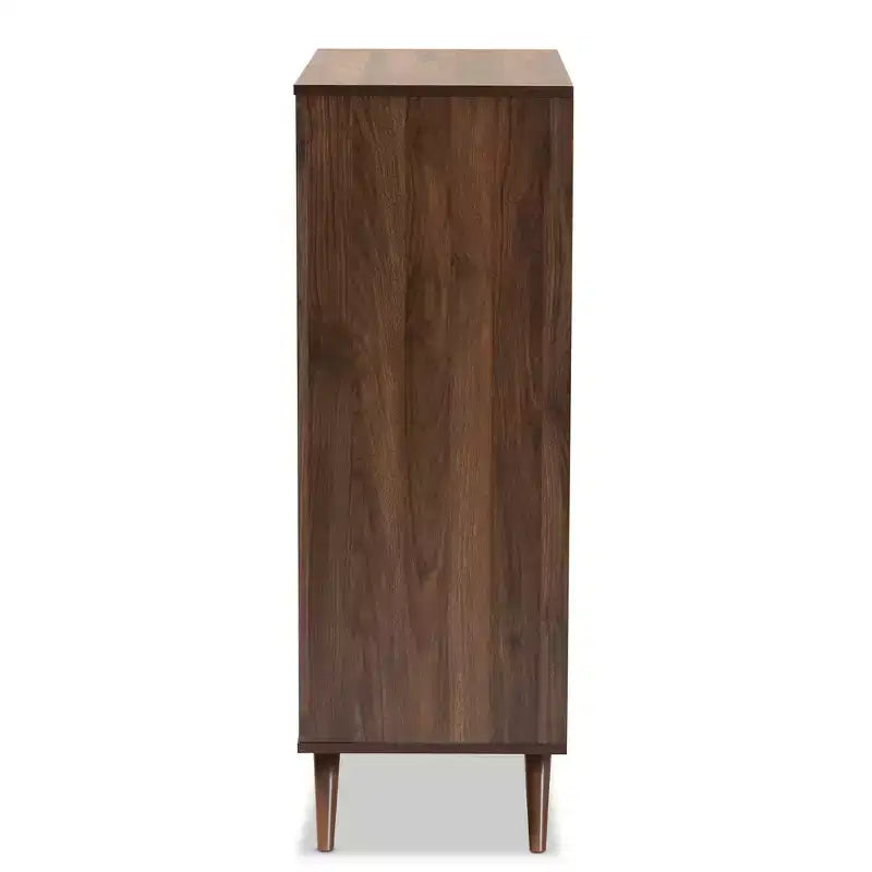 Commode à 5 tiroirs Naoki en bois gris/noyer - Baxton Studio : Rangement moderne, pieds évasés