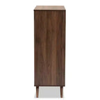 Commode à 5 tiroirs Naoki en bois gris/noyer - Baxton Studio : Rangement moderne, pieds évasés
