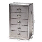 Commode d'appoint métallique à 5 tiroirs Davet Argent - Baxton Studio : Style industriel français, entièrement assemblée