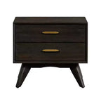 2 Drawer Baly Mid-Century Modern Nightstand Brown - Armen Living: Bedside Table with Storage, Wood Frame