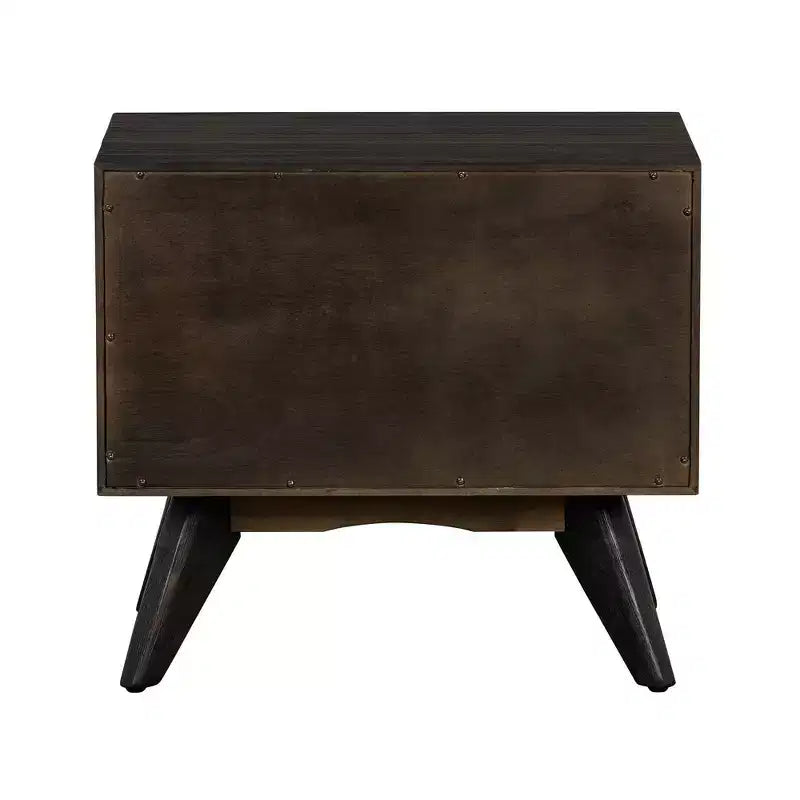 Table de chevet moderne Baly mi-siècle à 2 tiroirs marron - Armen Living : Table de chevet avec rangement, cadre en bois