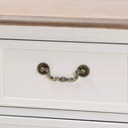 Commode d'appoint Amalie à 4 tiroirs Blanc/Chêne - Baxton Studio : Style Provincial Français, Poignées en Laiton, Entièrement Assemblée