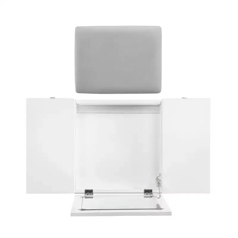 Adler Coiffeuse Miroir avec Plateau Relevable 2 Tiroirs en Bois Traditionnel et Tabouret Rembourré Blanc - Linon