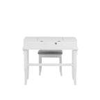 Adler Coiffeuse Miroir avec Plateau Relevable 2 Tiroirs en Bois Traditionnel et Tabouret Rembourré Blanc - Linon