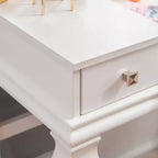 Adler Coiffeuse Miroir avec Plateau Relevable 2 Tiroirs en Bois Traditionnel et Tabouret Rembourré Blanc - Linon