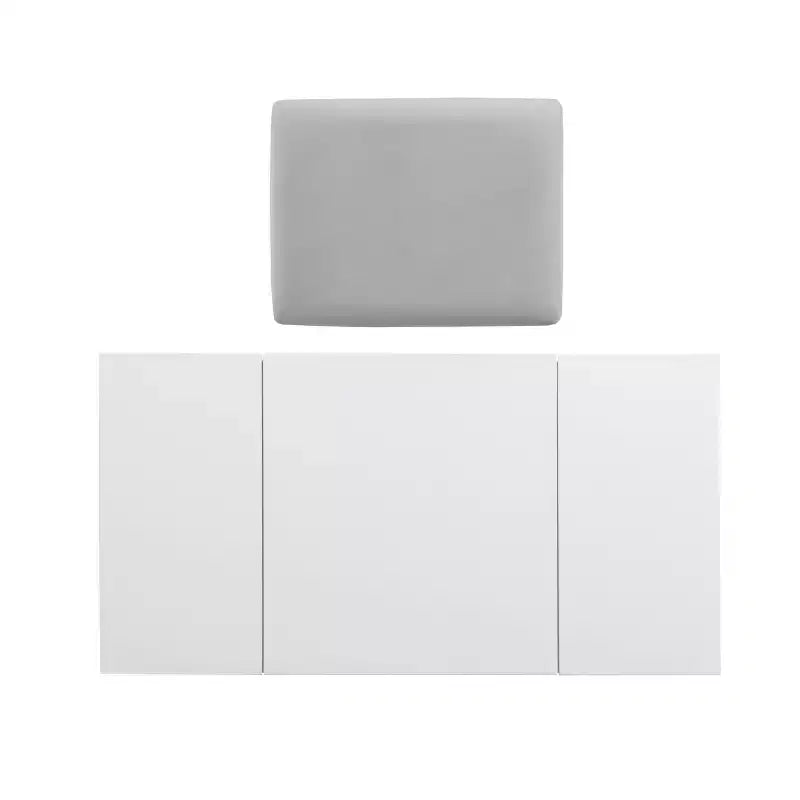 Adler Coiffeuse Miroir avec Plateau Relevable 2 Tiroirs en Bois Traditionnel et Tabouret Rembourré Blanc - Linon