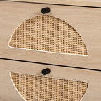 Table de chevet Ardon Bohème en bois et métal à 1 tiroir avec rotin marron clair/noir - Baxton Studio