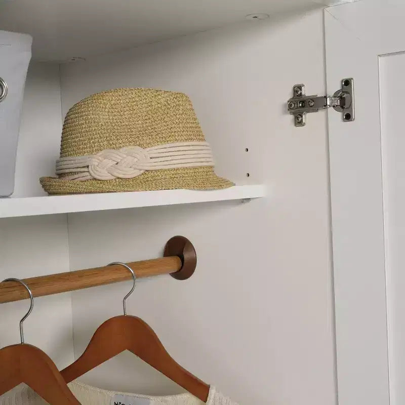 Homeplus Armoire blanc doux - Sauder : Fabrication en MDF, Armoire 2 portes avec tiroirs et quincaillerie en métal