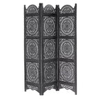 Olivia & May Eclectic Wood Room Divider Screen Black : Bohemian Style, 3-Panel, No Assembly Required