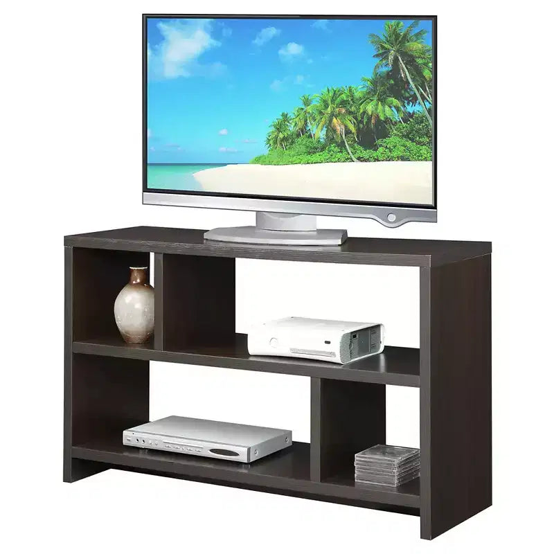 Meuble TV console Northfield pour téléviseurs jusqu'à 50 po avec étagères Espresso - Breighton Home : Moderne milieu de siècle, MDF, Rangement ouvert