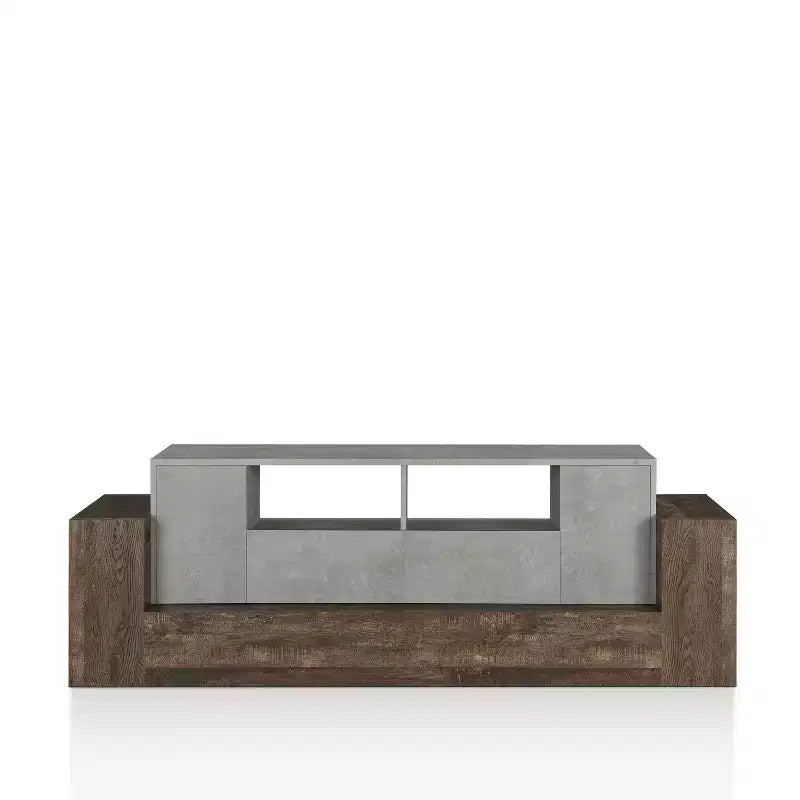 Lums TV Stand for TVs up to 80" Cement/Reclaimed Oak - miBasics: Industrial Media Console with Storage