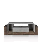 Meuble TV Lums pour téléviseurs jusqu'à 80" Ciment/Chêne recyclé - miBasics : Console média industrielle avec rangement