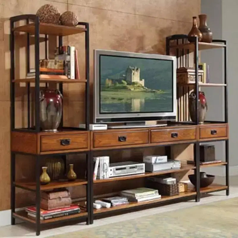 Meuble TV artisanal moderne en chêne - Home Styles : avec éléments supérieurs et bibliothèques, compatible TV 60 pouces