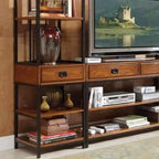 Meuble TV artisanal moderne en chêne - Home Styles : avec éléments supérieurs et bibliothèques, compatible TV 60 pouces