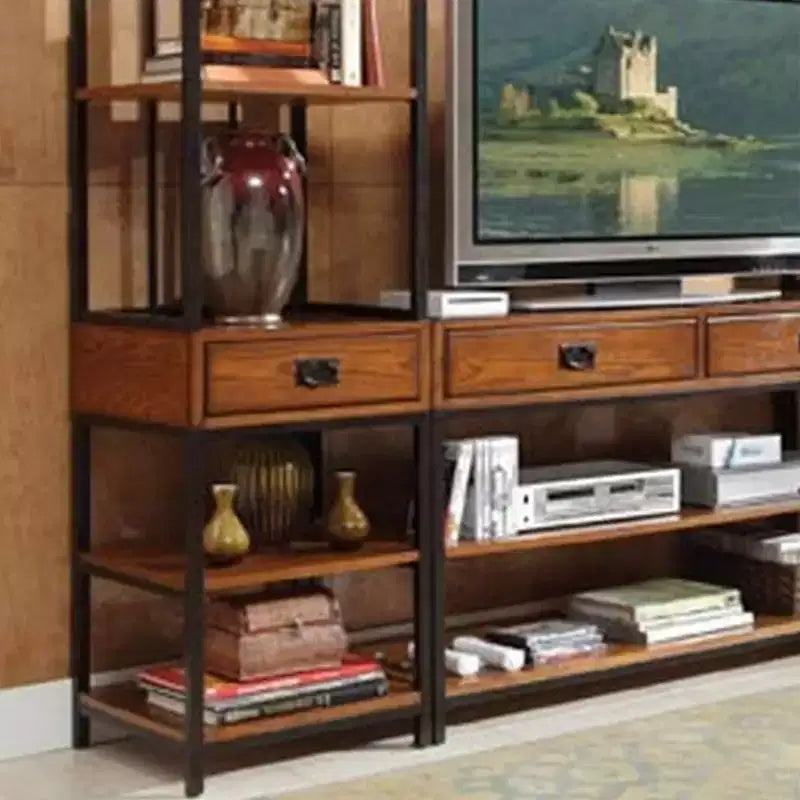 Meuble TV artisanal moderne en chêne - Home Styles : avec éléments supérieurs et bibliothèques, compatible TV 60 pouces